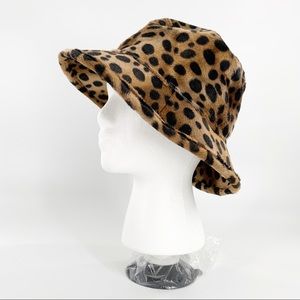Brown Black Leopard Skin Bucket Hat Wide Brim